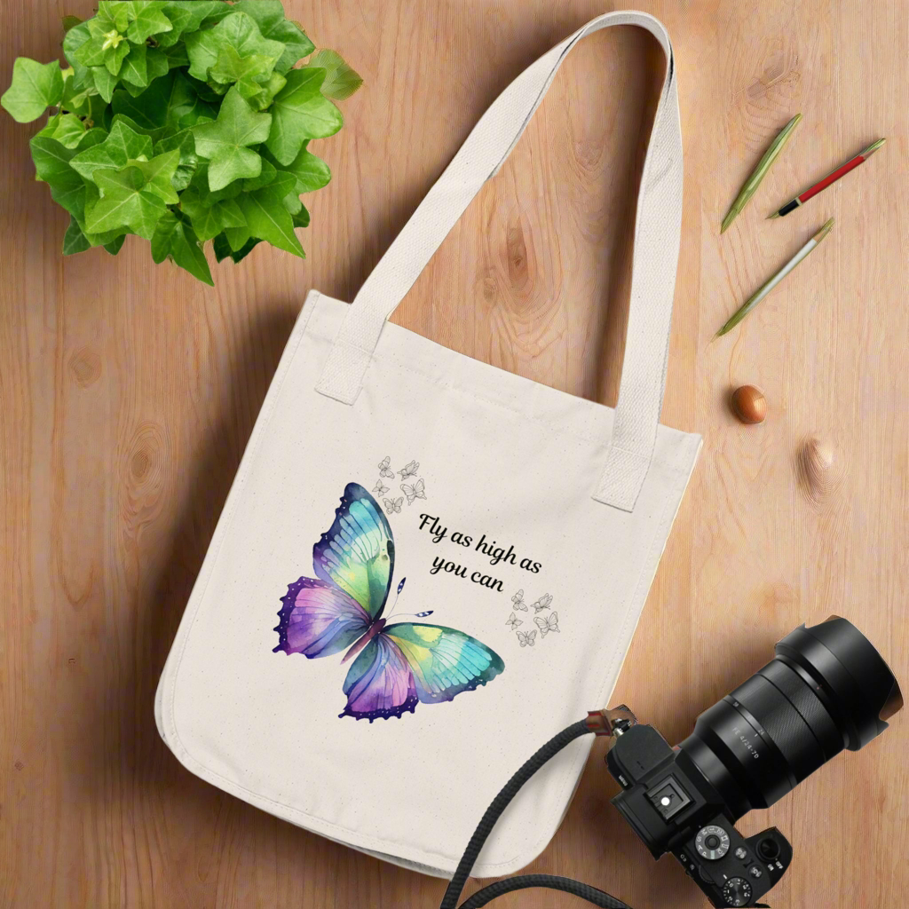 Butterfly Inspirational Organic Canvas Tote Bag, Eco-Friendly Gift, Reusable Shopping Tote, Nature Lover's Accessory, Motivational Bag