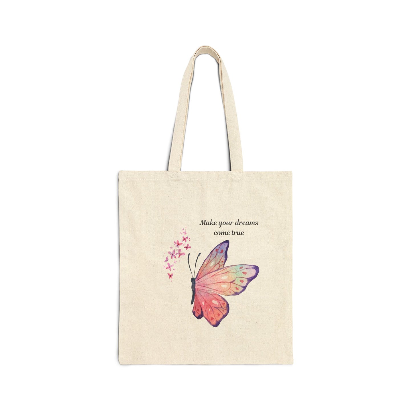 Dreams Come True Butterfly Tote Bag, Eco-Friendly Shopping Bag, Gift for Her, Positive Affirmation, Inspirational Tote