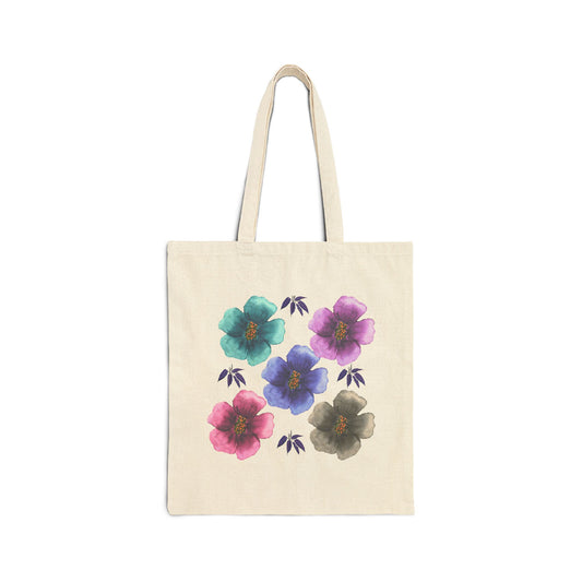 Floral Canvas Tote Bag - Eco-Friendly Shopping Bag, Grocery Tote, Book Bag, Beach Bag, Gift for Her