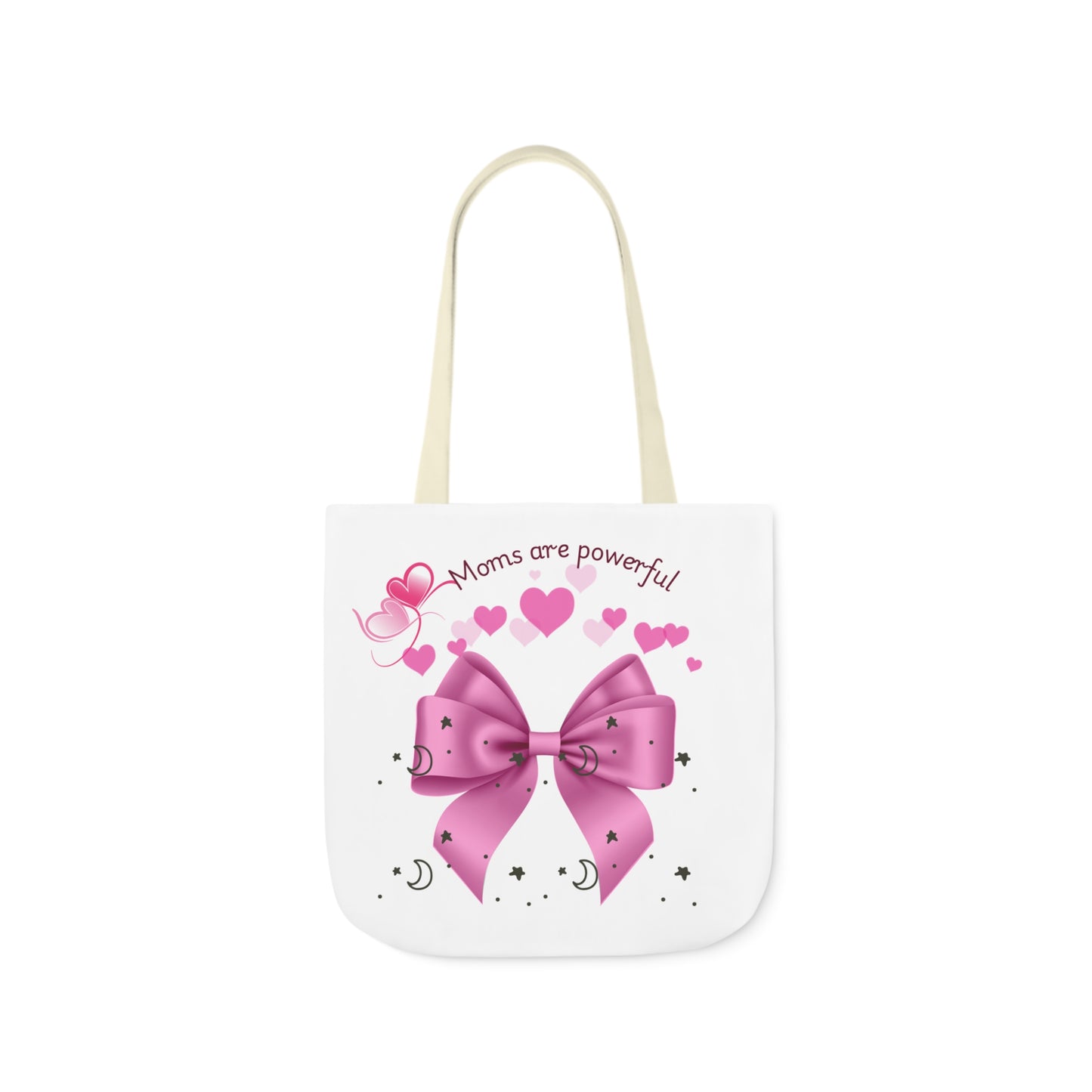 Moms Are Powerful Canvas Tote Bag with Colorful Straps