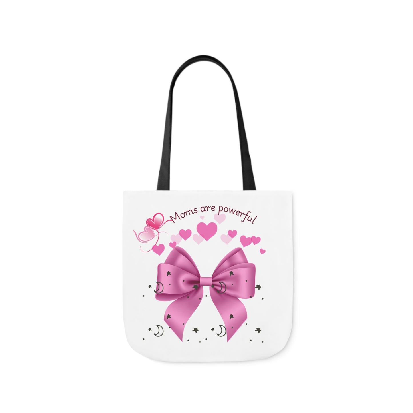 Moms Are Powerful Canvas Tote Bag with Colorful Straps