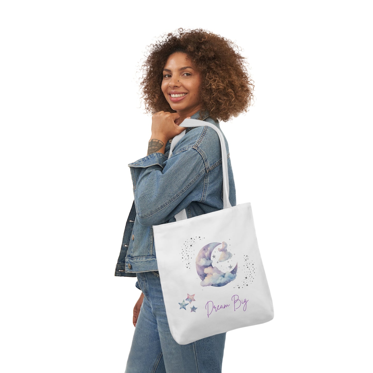 Dream Big Canvas Tote Bag with Colorful Straps