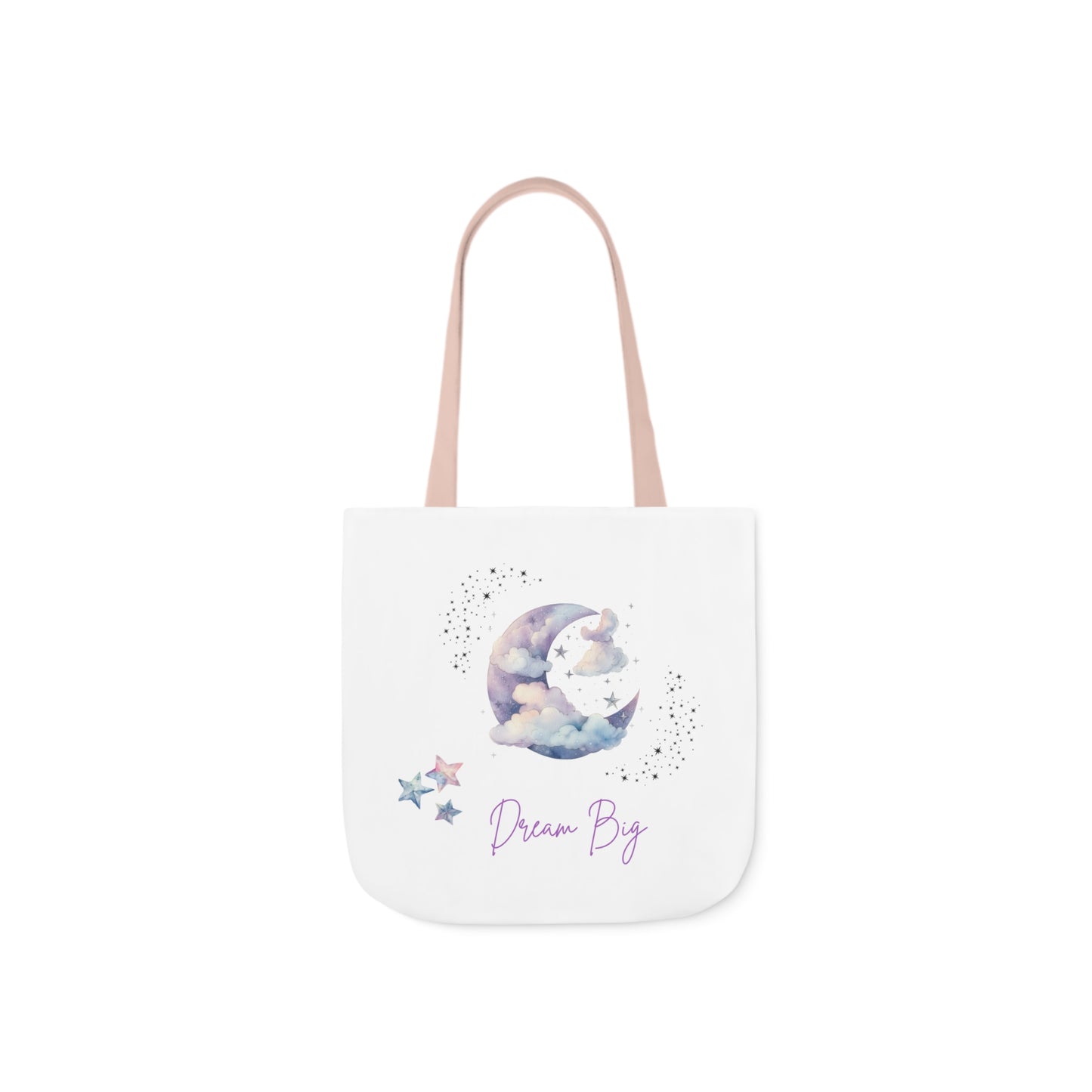 Dream Big Canvas Tote Bag with Colorful Straps