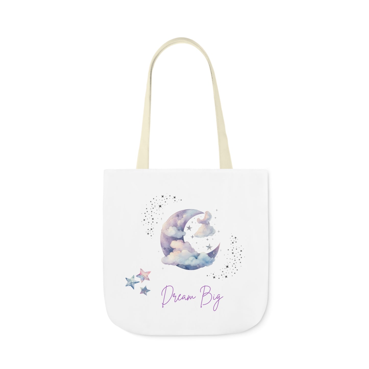 Dream Big Canvas Tote Bag with Colorful Straps