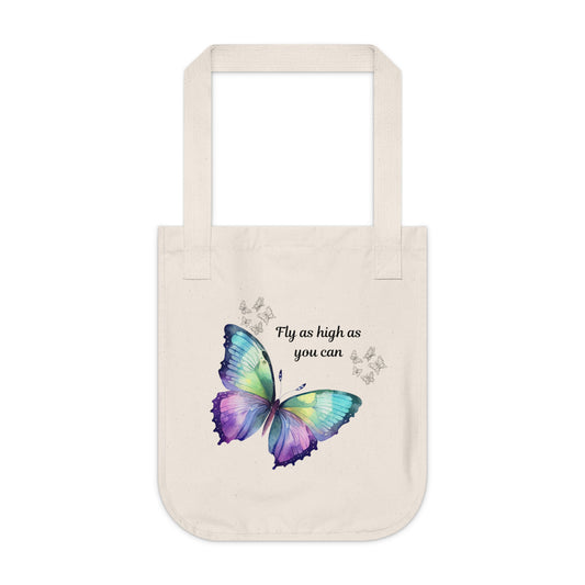 Butterfly Inspirational Organic Canvas Tote Bag, Eco-Friendly Gift, Reusable Shopping Tote, Nature Lover's Accessory, Motivational Bag