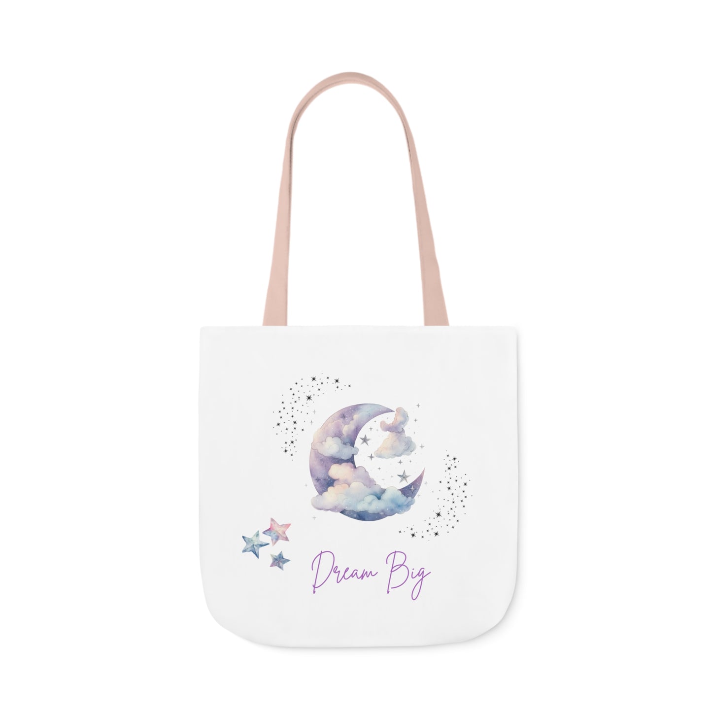 Dream Big Canvas Tote Bag with Colorful Straps