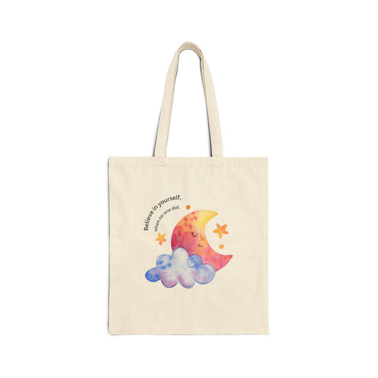 Dreamy Moon Canvas Tote Bag, Eco-Friendly Shopping Bag, Gift for Her, Birthday, Everyday Use, Cute Art, Reusable Tote