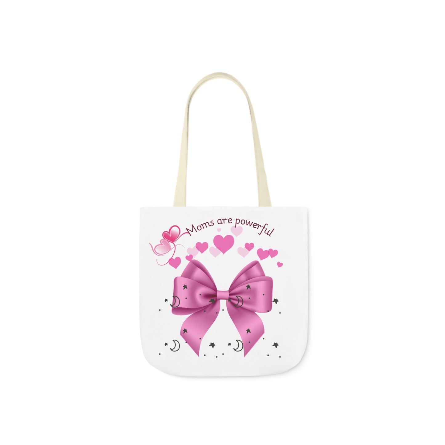 Moms Are Powerful Canvas Tote Bag with Colorful Straps