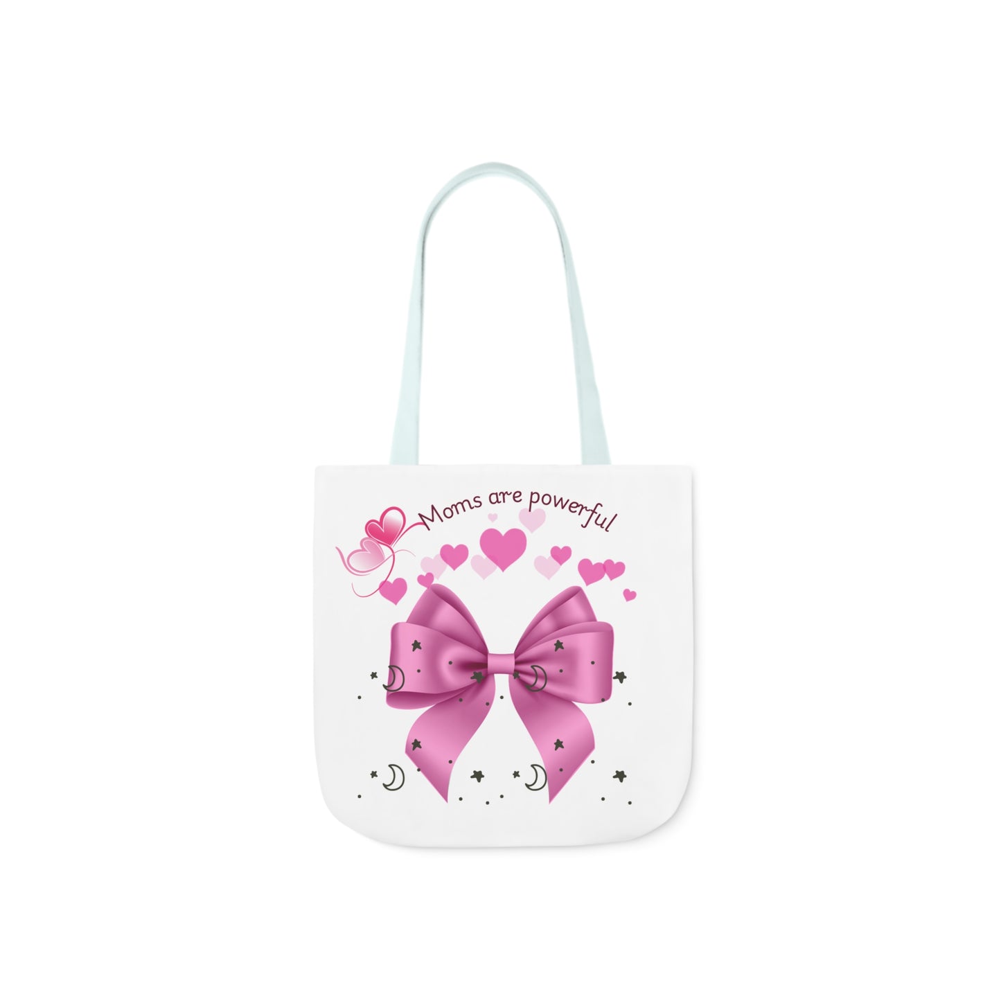 Moms Are Powerful Canvas Tote Bag with Colorful Straps