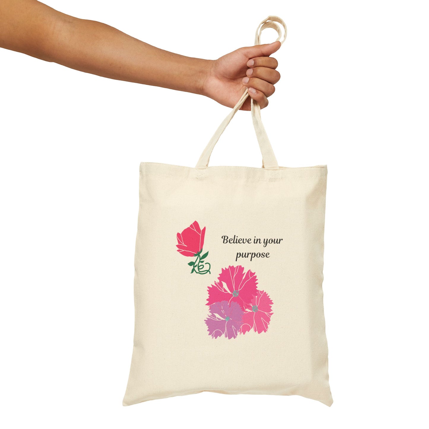 Inspirational Floral Tote Bag - Believe in Your Purpose, Eco-Friendly Shopping Bag, Gift for Her, Reusable Grocery Bag, Birthday Gift, [...]