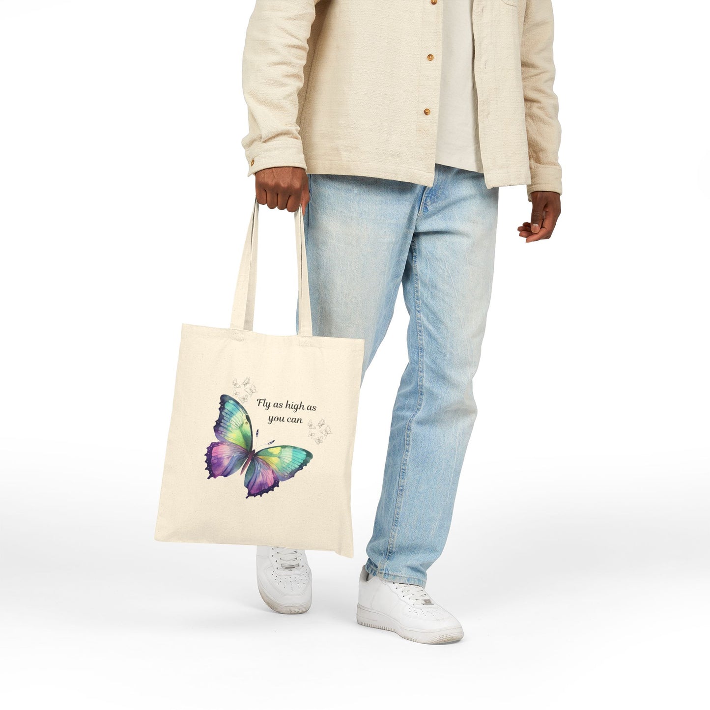 Inspirational Butterfly Tote Bag - Eco-Friendly Canvas, Motivational Gift, Reusable Shopping Bag, Summer Accessory, Travel Companion