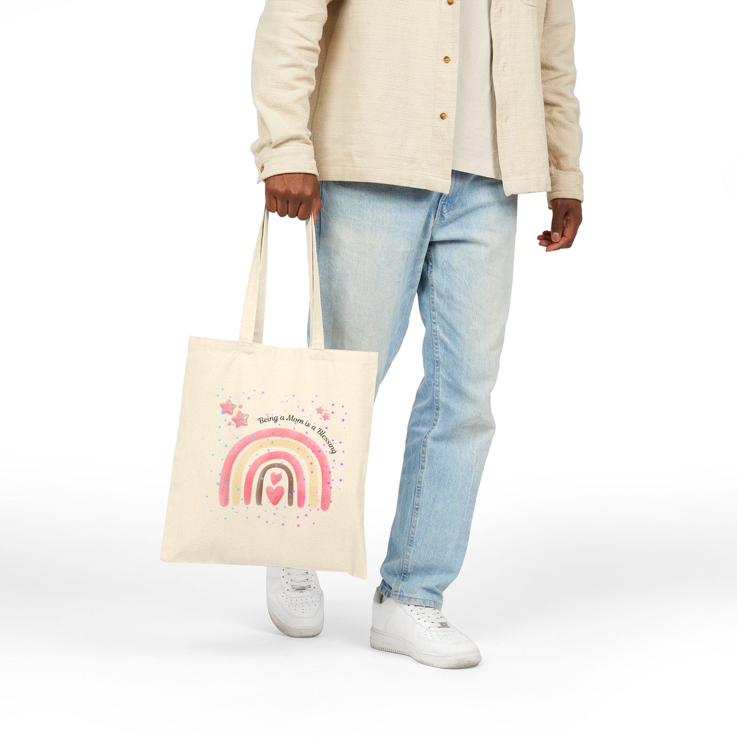 Rainbow Mom Canvas Tote Bag – Perfect for Moms and Special Occasions