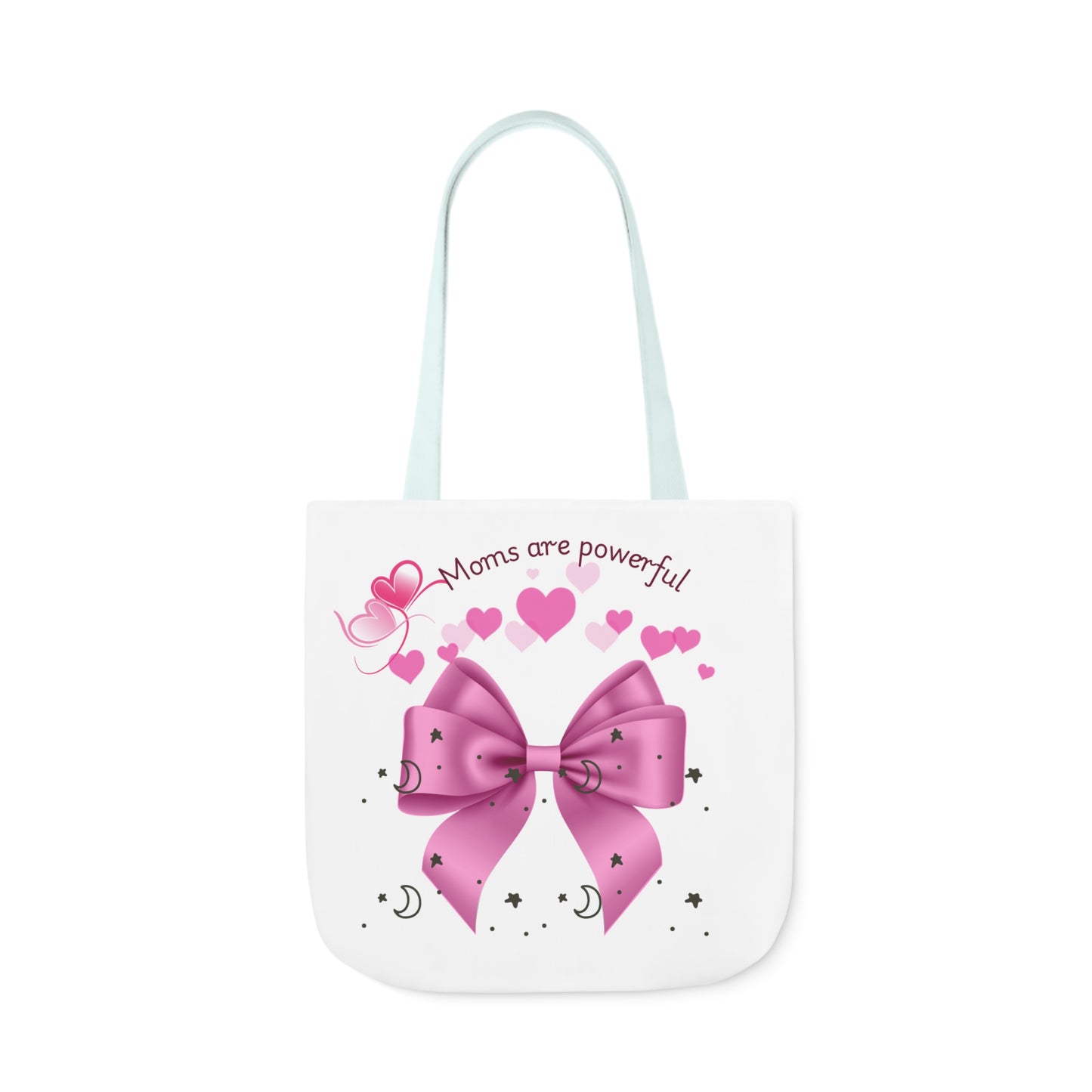 Moms Are Powerful Canvas Tote Bag with Colorful Straps