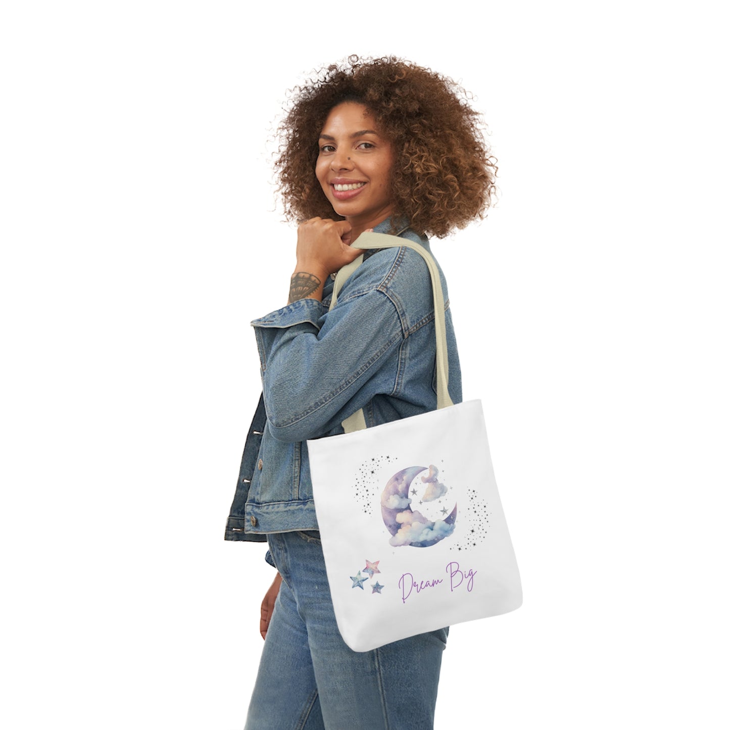 Dream Big Canvas Tote Bag with Colorful Straps