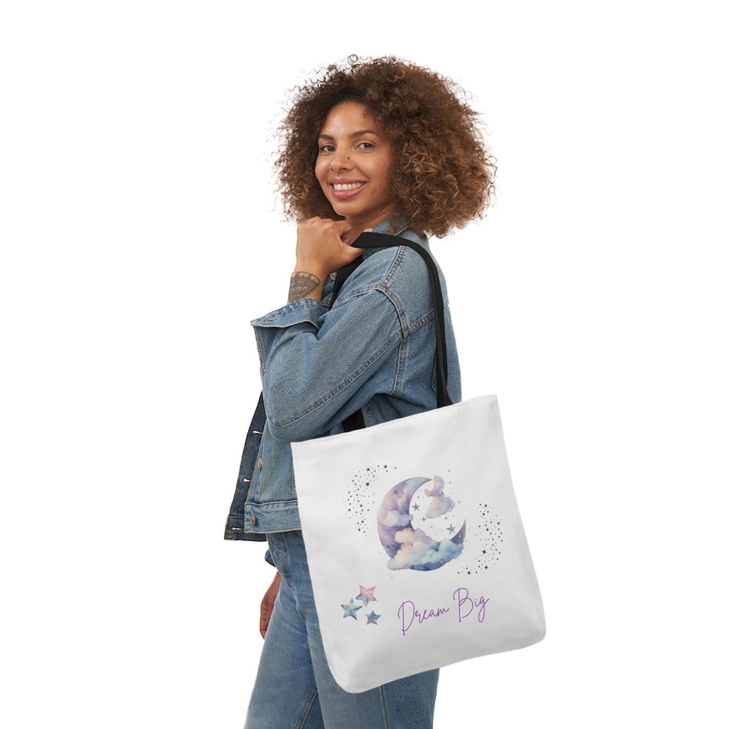 Dream Big Canvas Tote Bag with Colorful Straps