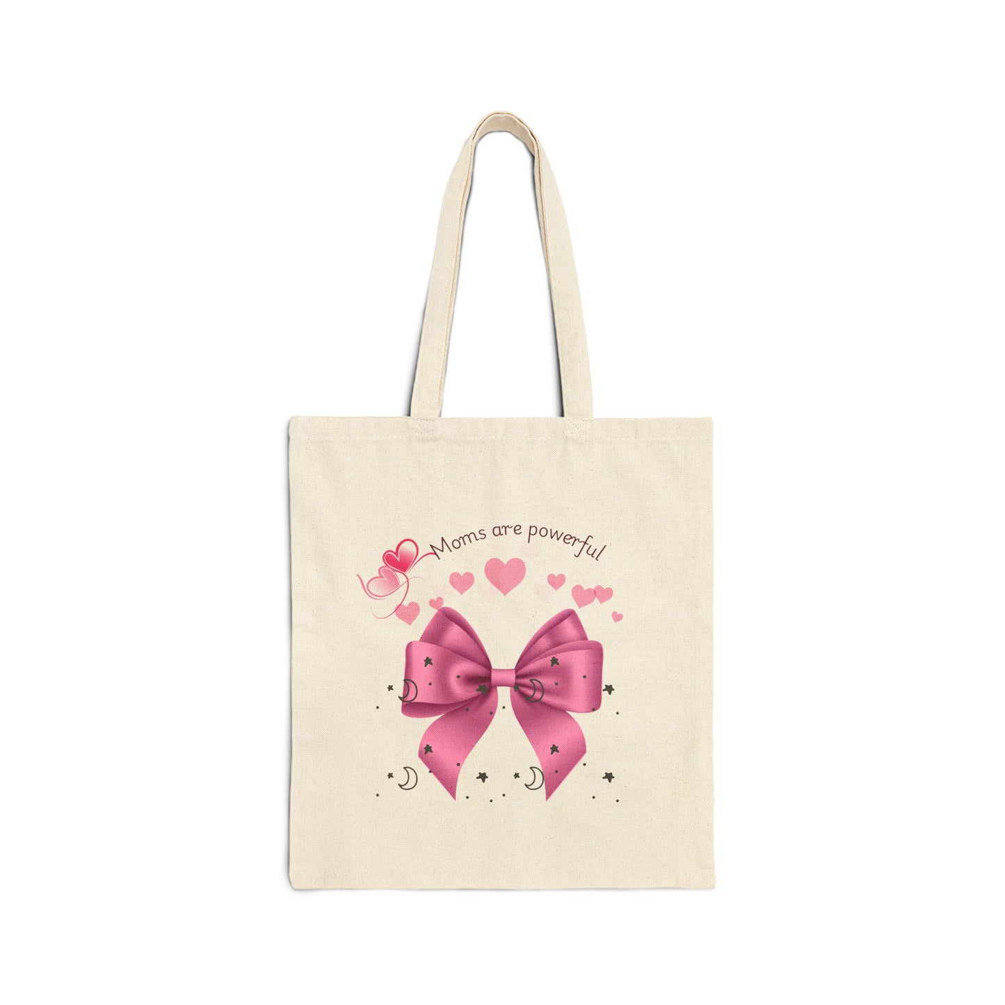 Empowering Moms Cotton Canvas Tote Bag - Reusable Shopping Bag with Cute Bow Design