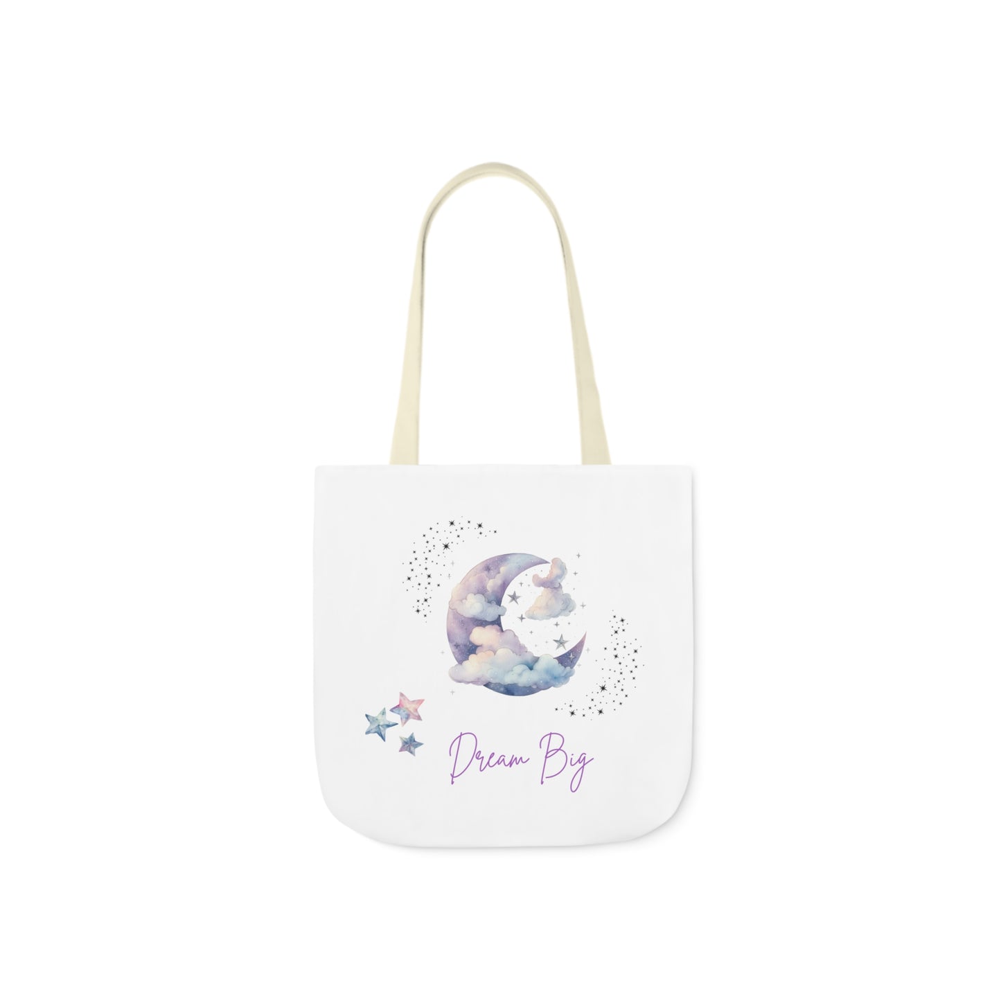 Dream Big Canvas Tote Bag with Colorful Straps