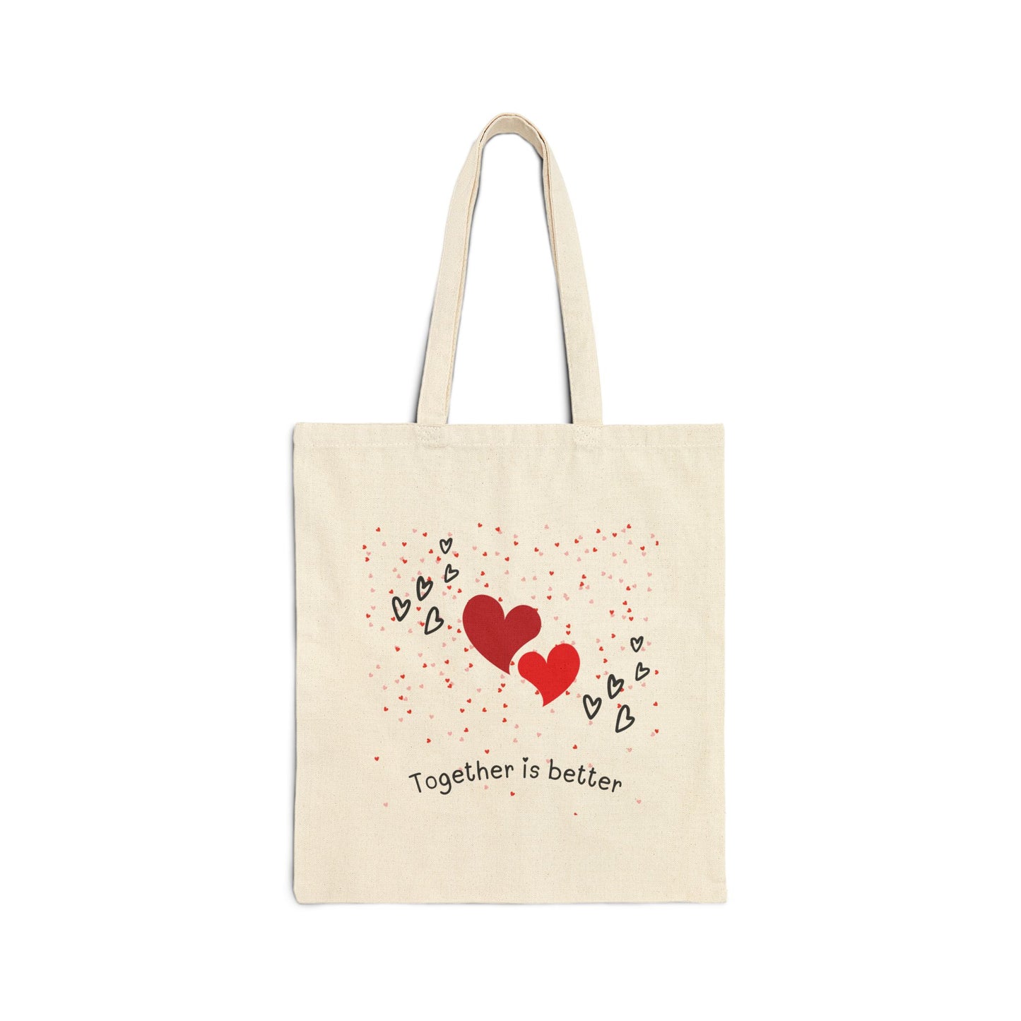 Romantic Cotton Tote Bag - "Together is Better"