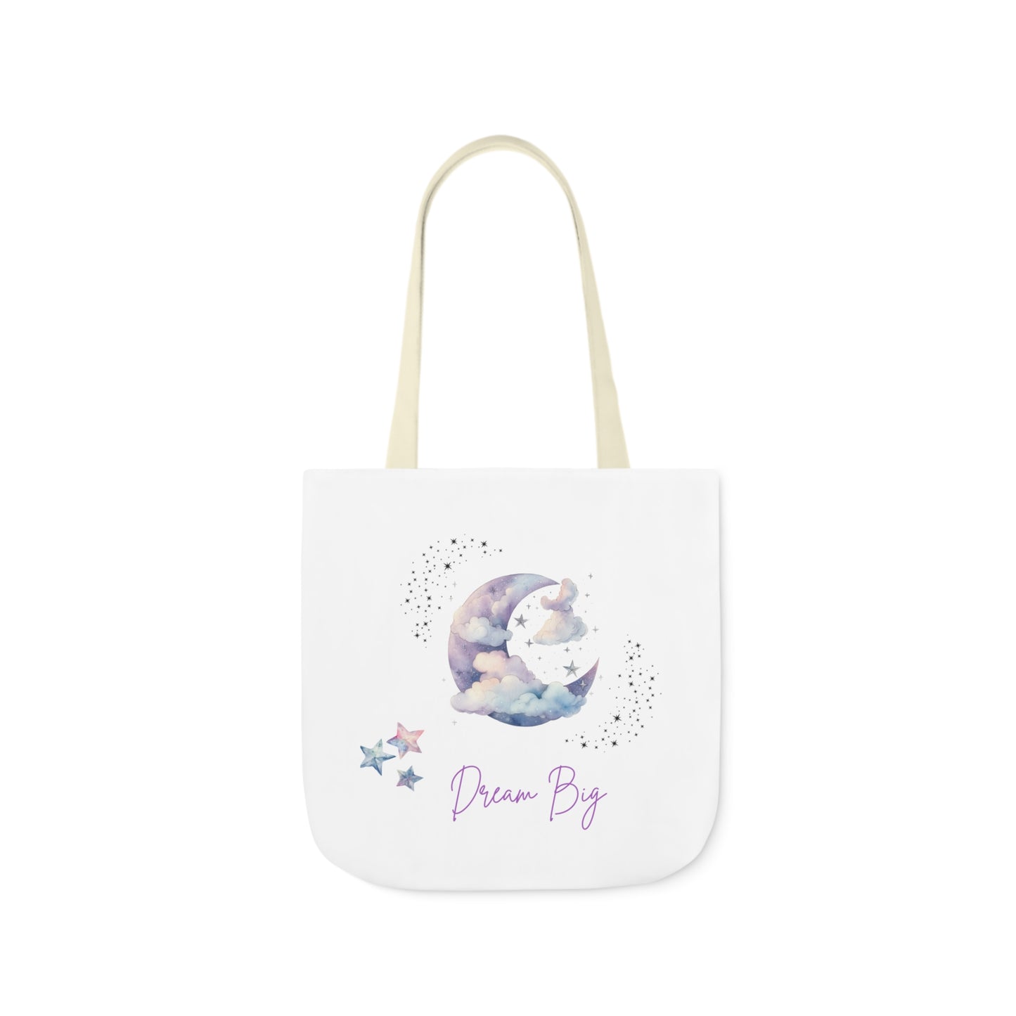 Dream Big Canvas Tote Bag with Colorful Straps