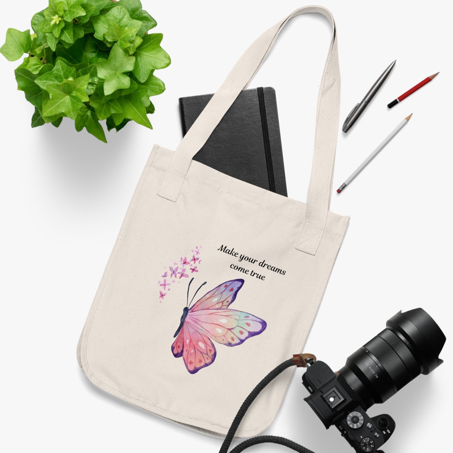 Butterfly Dreams Organic Canvas Tote Bag | Eco-Friendly Bag, Reusable Shopping Tote, Gift for Her, Motivational Quote Bag, Lightweight [...]