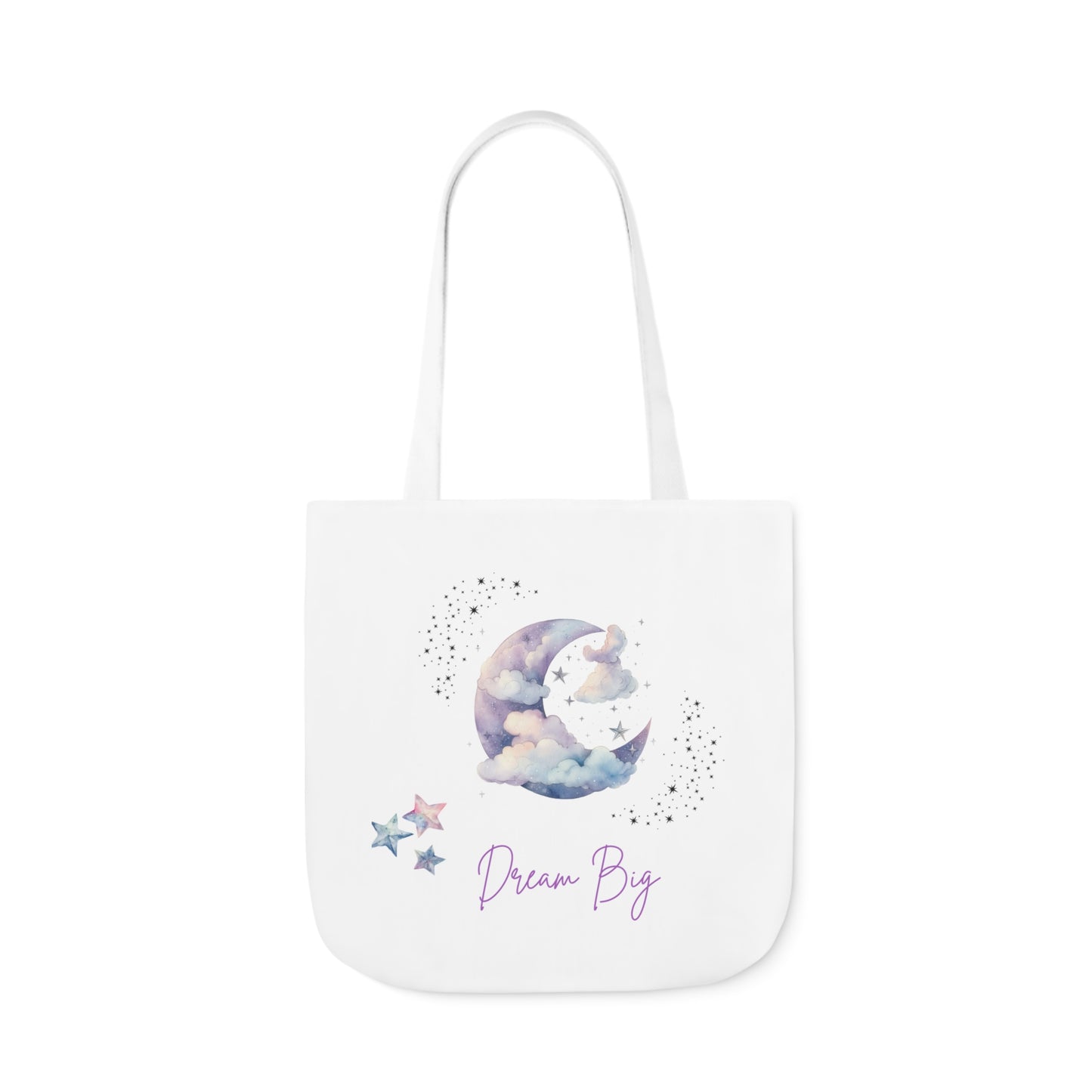 Dream Big Canvas Tote Bag with Colorful Straps