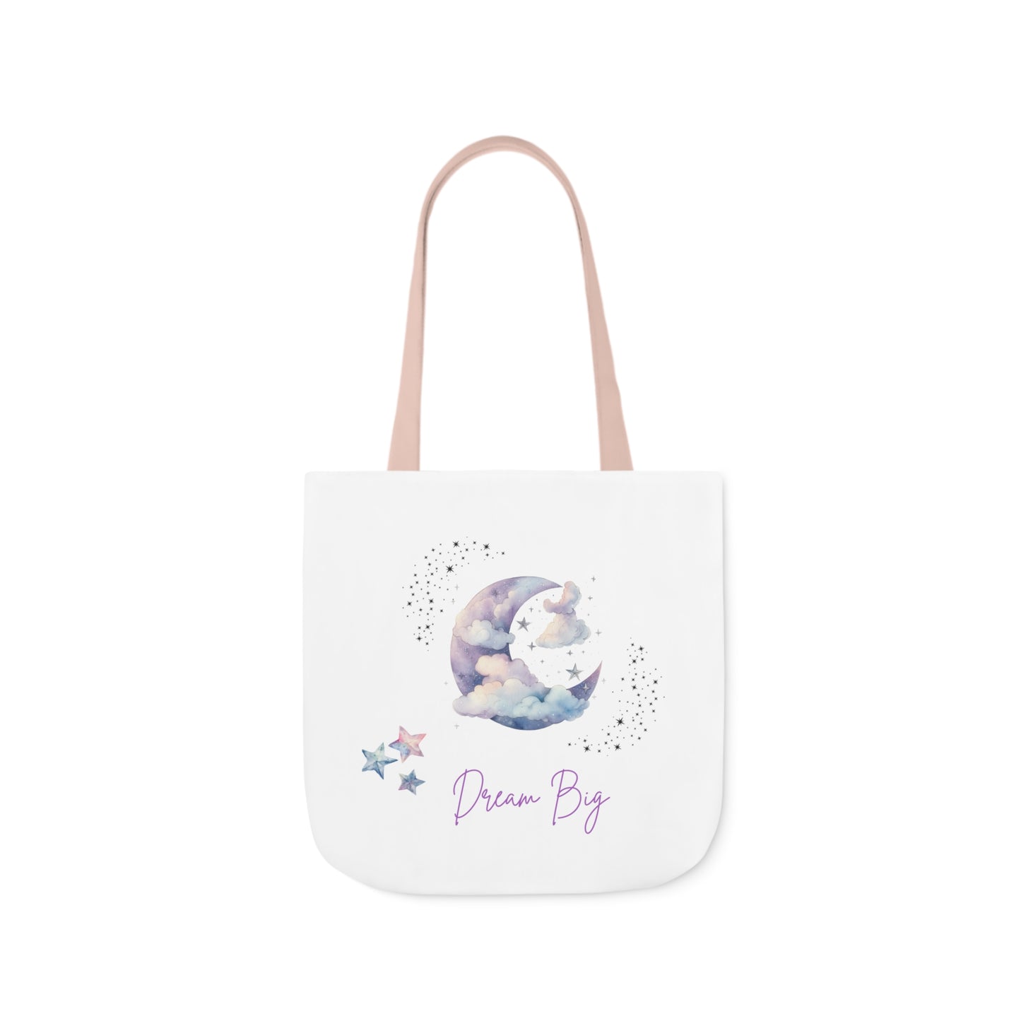 Dream Big Canvas Tote Bag with Colorful Straps