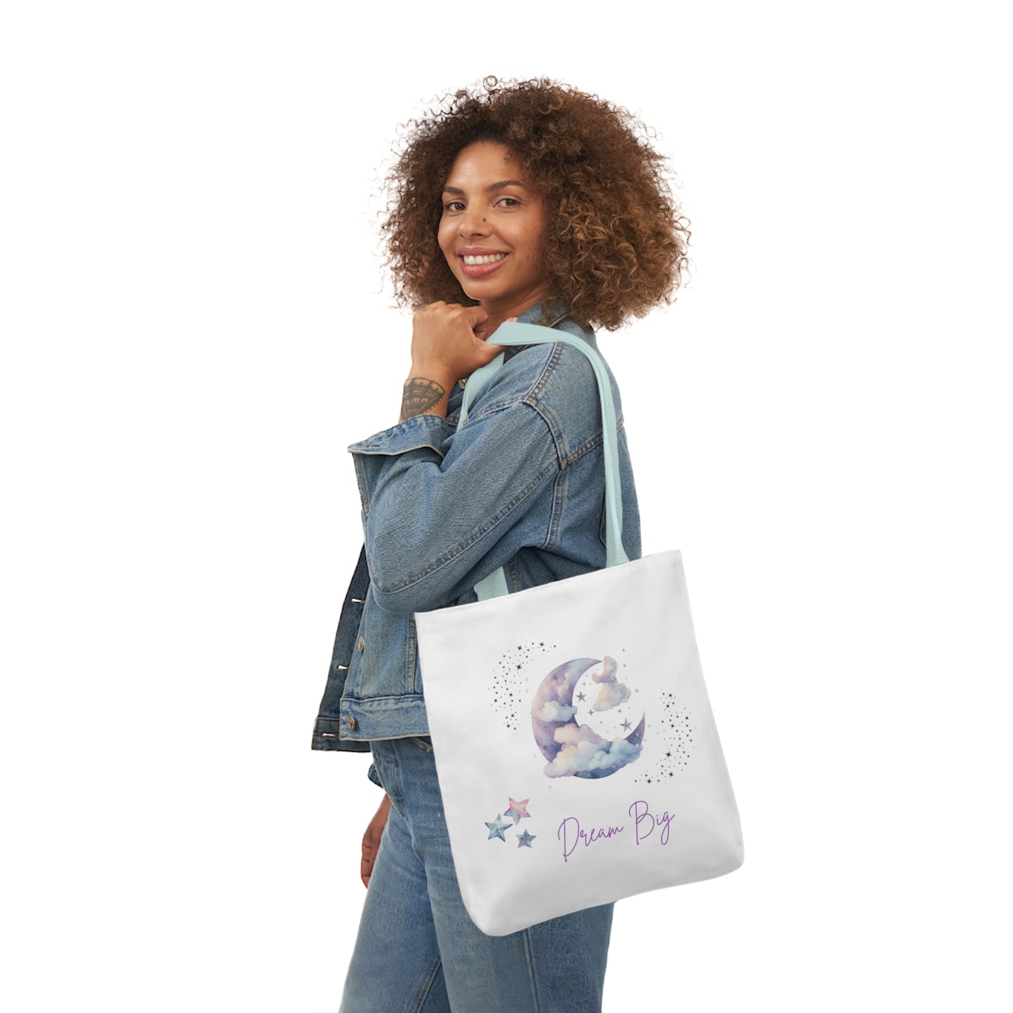 Dream Big Canvas Tote Bag with Colorful Straps