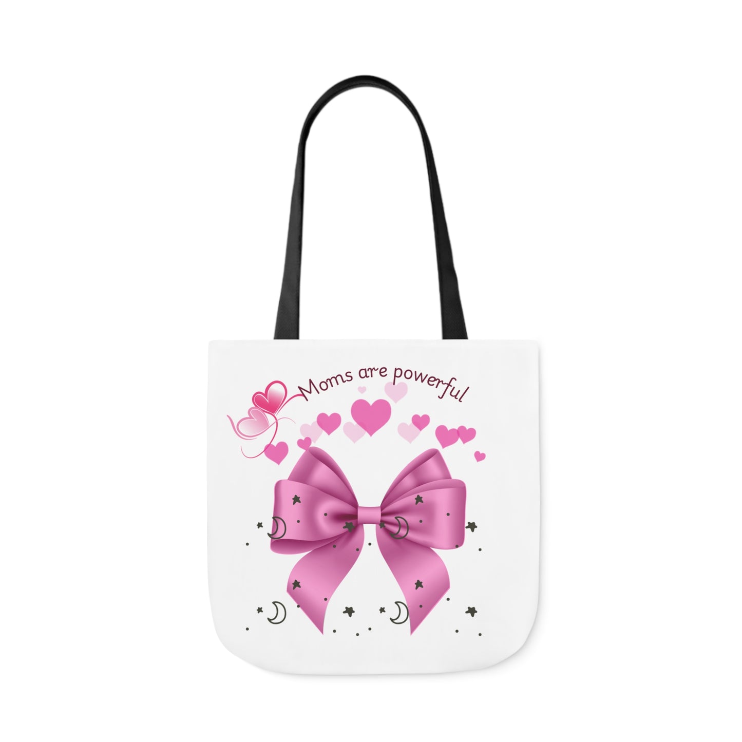 Moms Are Powerful Canvas Tote Bag with Colorful Straps