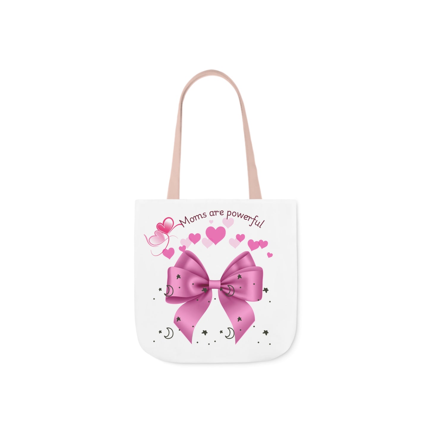 Moms Are Powerful Canvas Tote Bag with Colorful Straps