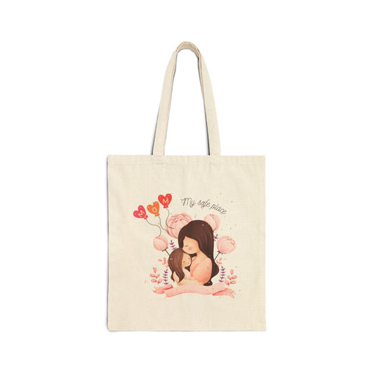 Mom Love Cotton Canvas Tote Bag - Eco-Friendly, Cute & Practical Gift for Mother's Day