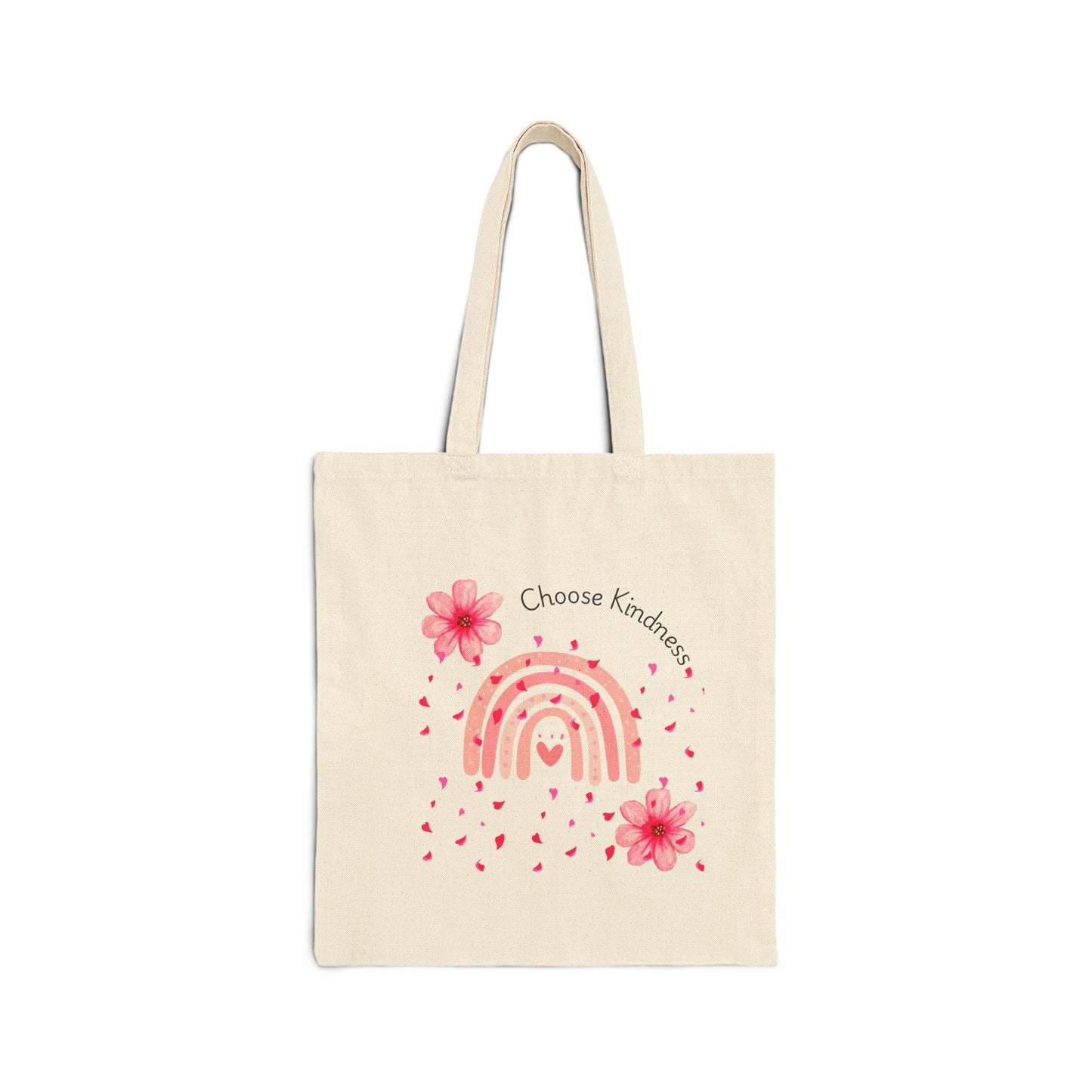 Choose Kindness Cotton Canvas Tote Bag - Eco-Friendly, Colorful Rainbow Design