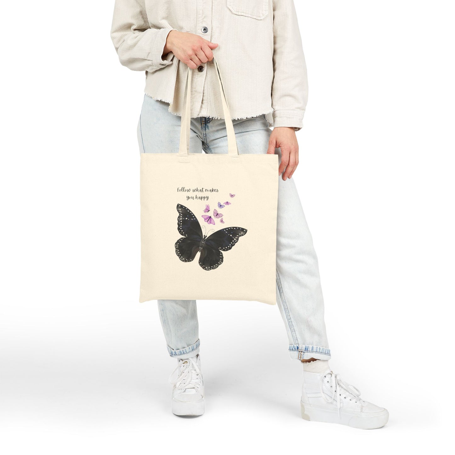Butterfly Cotton Canvas Tote Bag - Eco-Friendly Storage, Gift for Nature Lovers, Summer Outings, Shop, Travel, Art Lovers