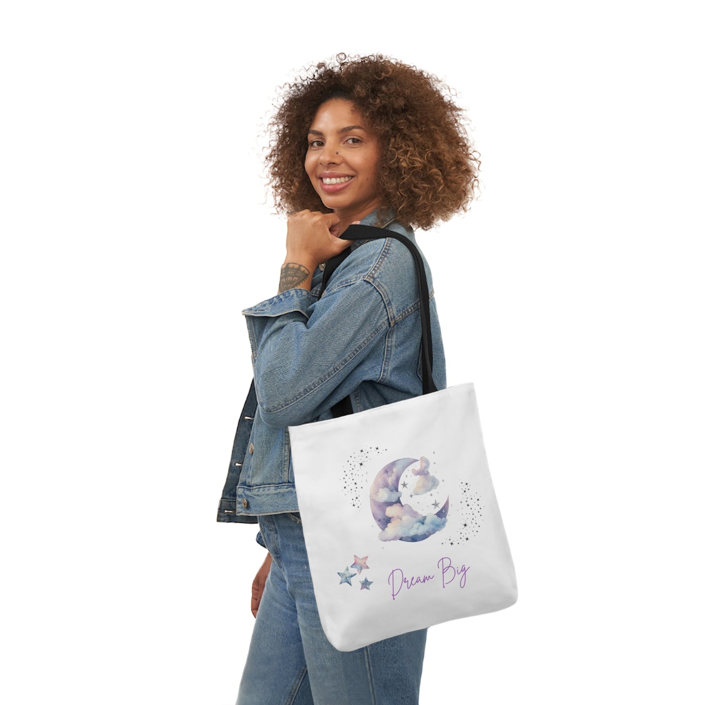 Dream Big Canvas Tote Bag with Colorful Straps