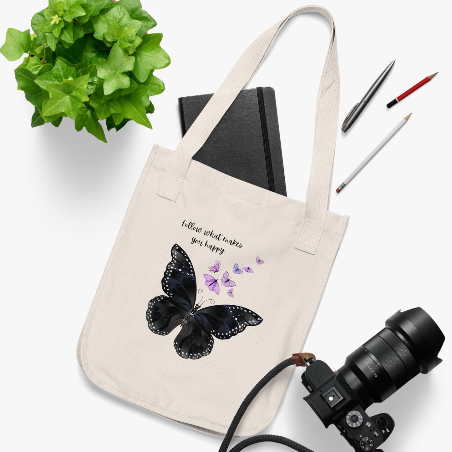 Elegant Butterfly Tote Bag - Eco-Friendly Canvas, Inspirational Gift, Shopping, Beach, and Everyday Use