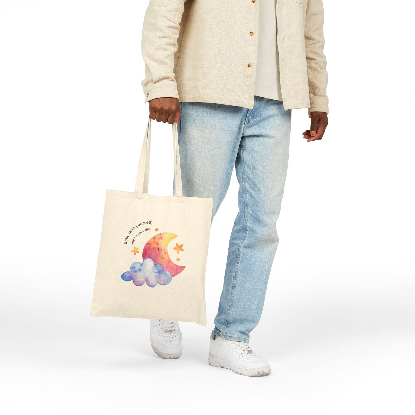 Dreamy Moon Canvas Tote Bag, Eco-Friendly Shopping Bag, Gift for Her, Birthday, Everyday Use, Cute Art, Reusable Tote