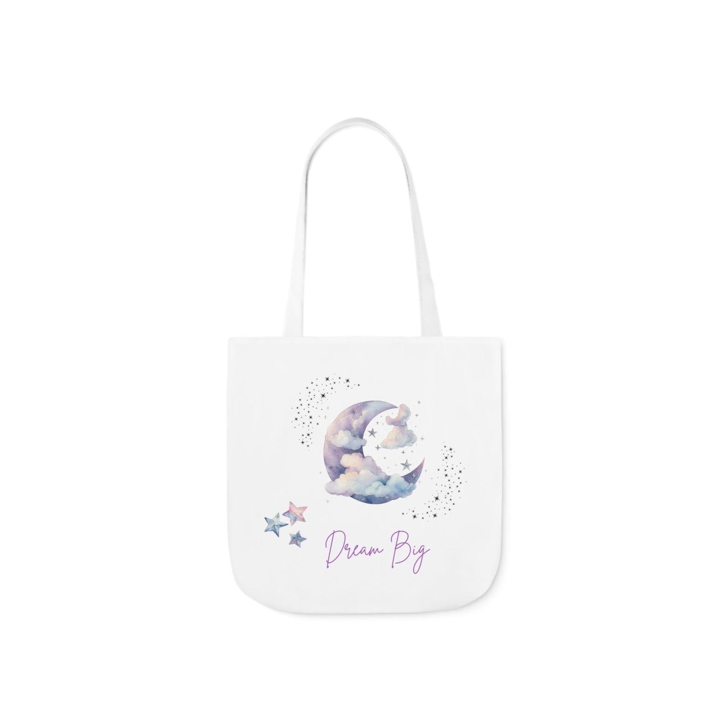 Dream Big Canvas Tote Bag with Colorful Straps