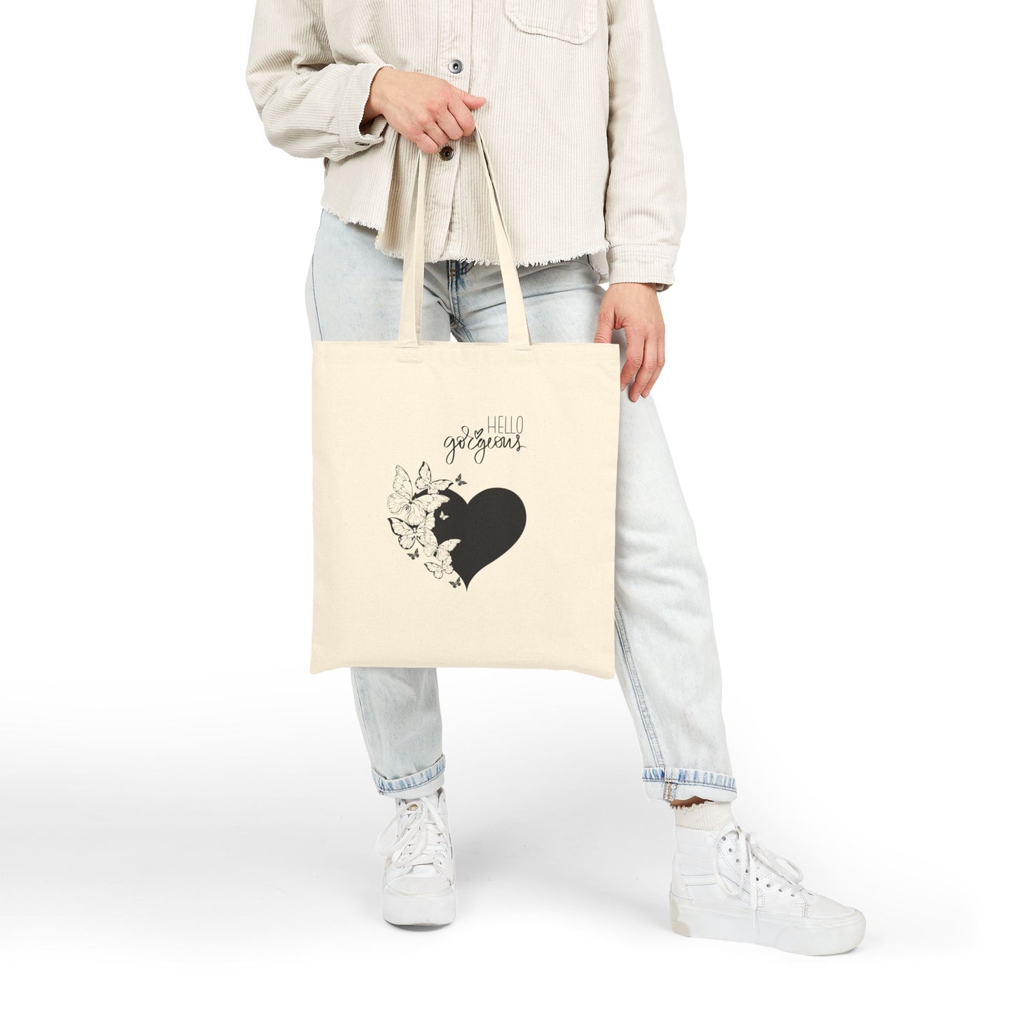Chic Floral Heart Tote Bag, Eco-Friendly Shopping Bag, Canvas Grocery Tote, Gift for Her, Reusable Beach Bag, Stylish Organizing Bag