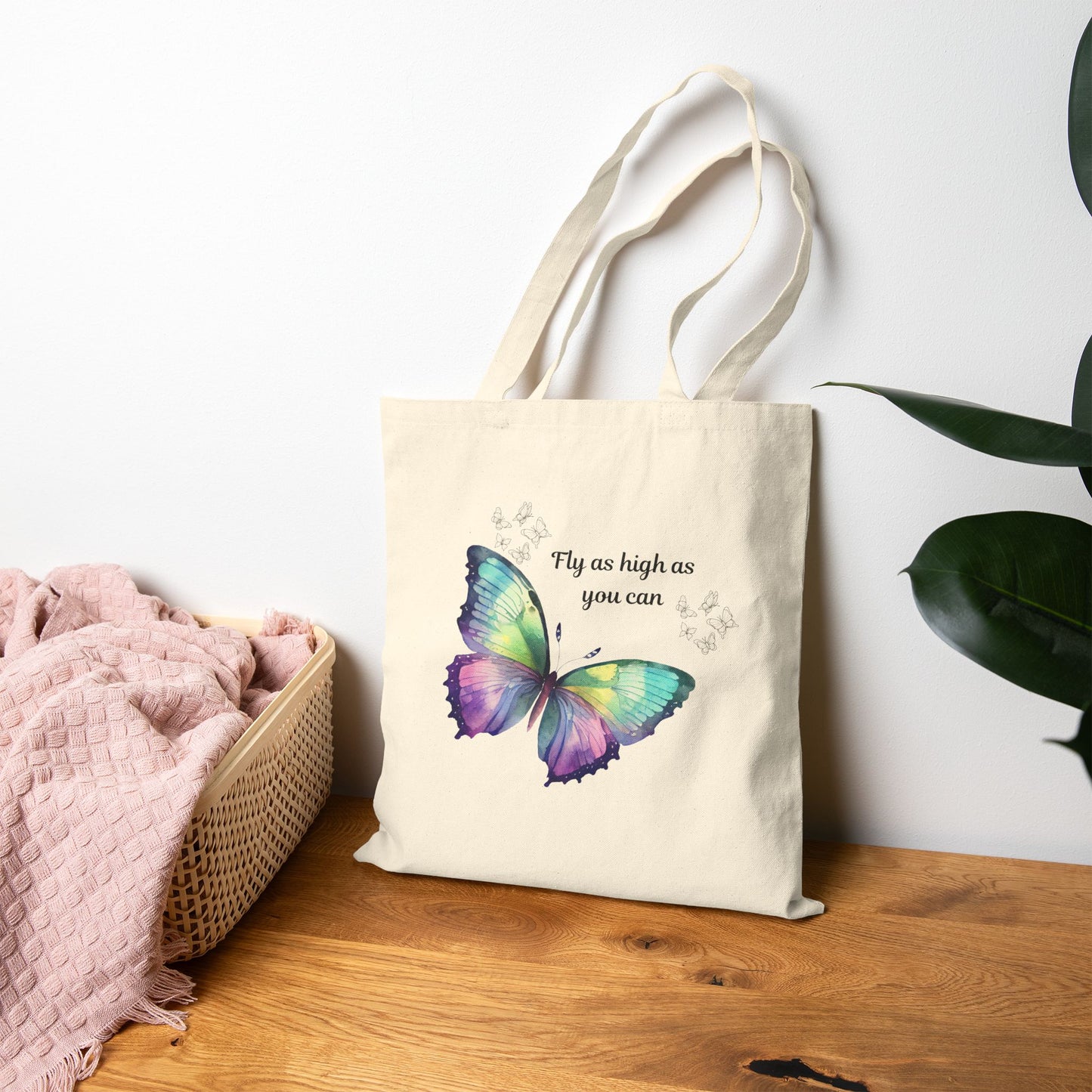 Inspirational Butterfly Tote Bag - Eco-Friendly Canvas, Motivational Gift, Reusable Shopping Bag, Summer Accessory, Travel Companion