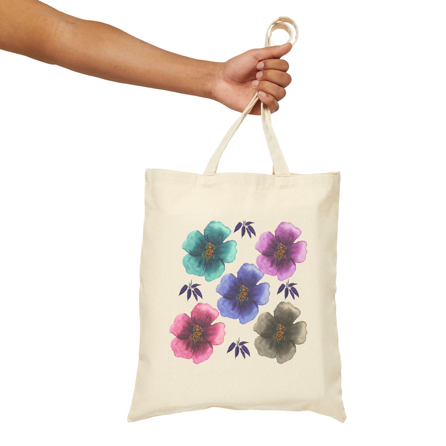 Floral Canvas Tote Bag - Eco-Friendly Shopping Bag, Grocery Tote, Book Bag, Beach Bag, Gift for Her