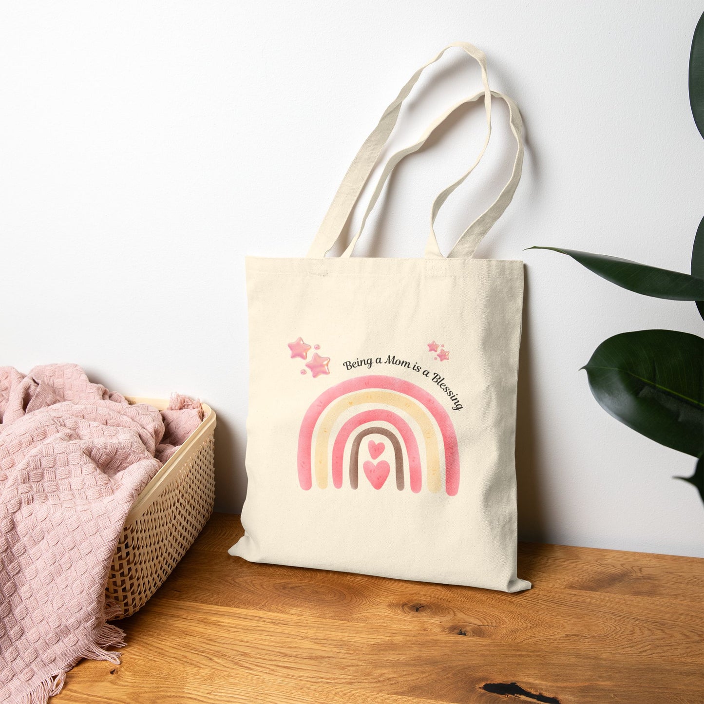 Inspirational Rainbow Mom Tote Bag - Eco-Friendly Cotton Canvas Carryall