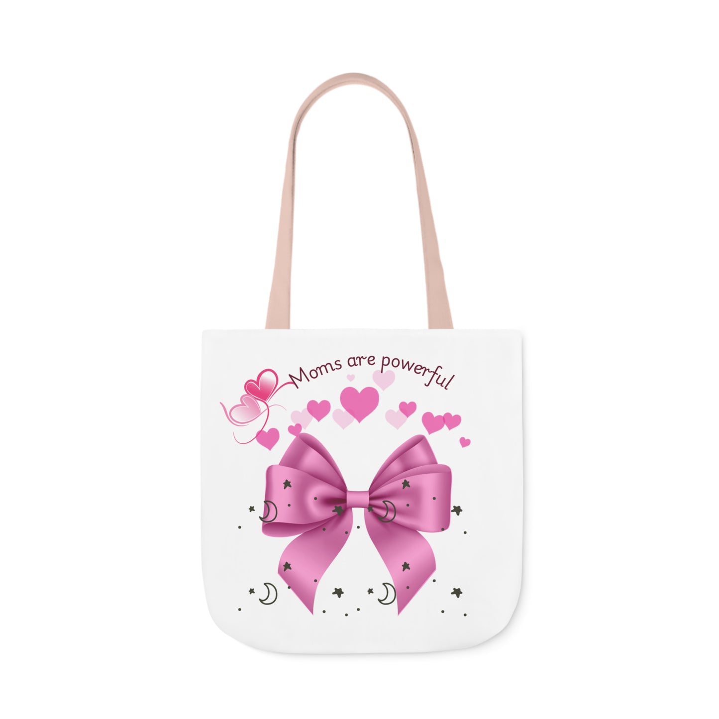 Moms Are Powerful Canvas Tote Bag with Colorful Straps