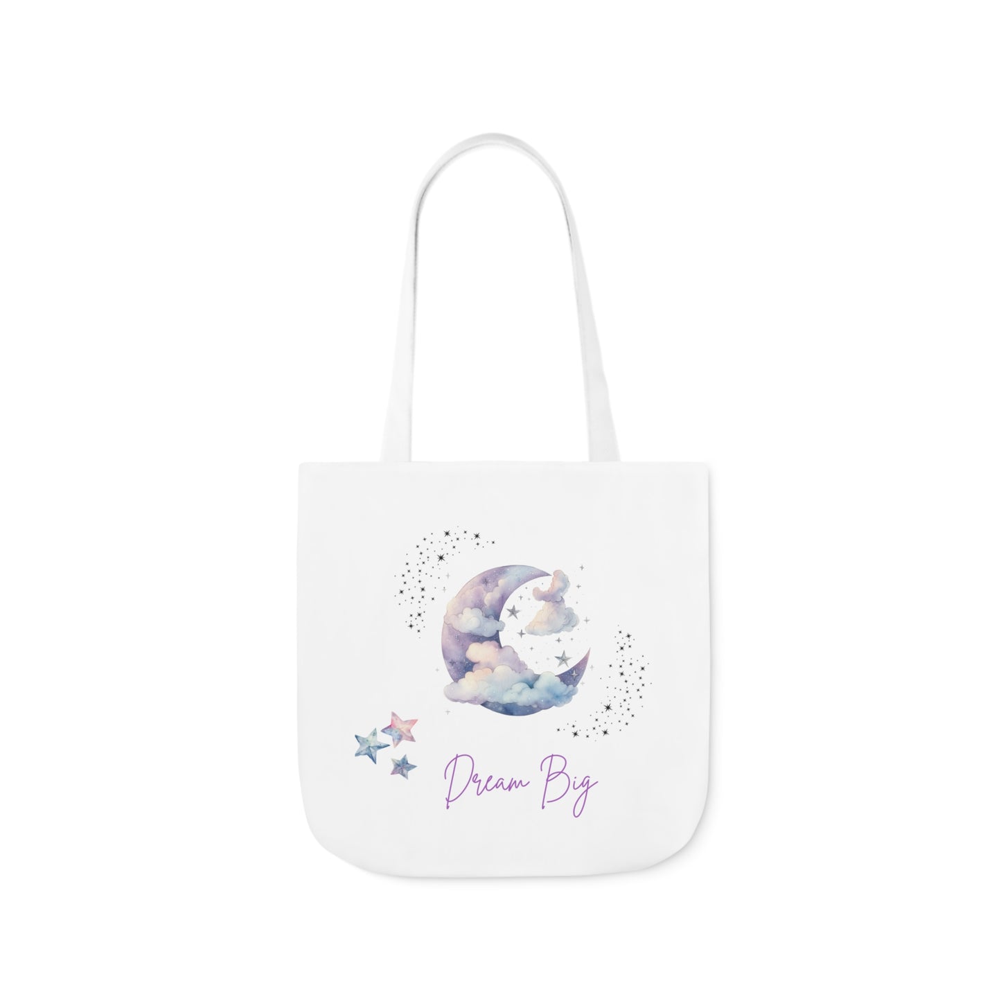 Dream Big Canvas Tote Bag with Colorful Straps